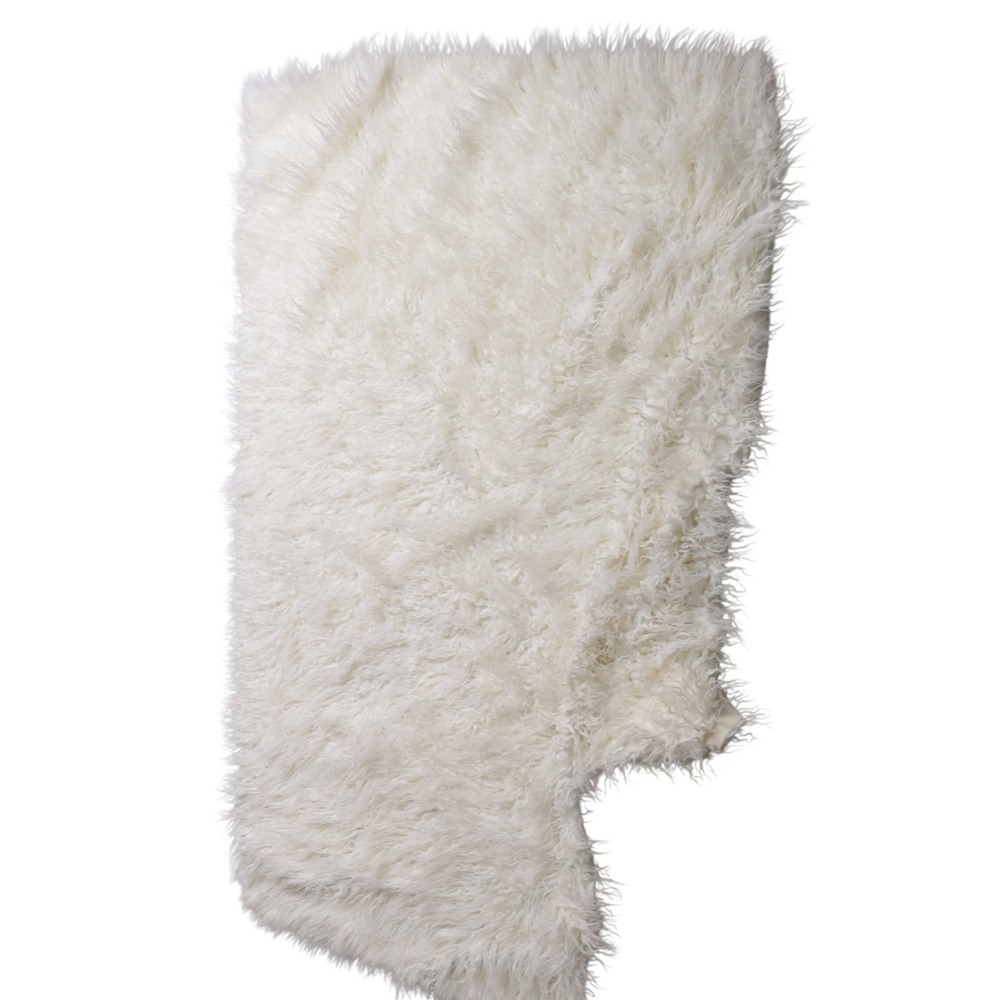 White Long Pile Faux Fur Fabric Scraps‎ Craft Material 60x38 Shaggy Remnant